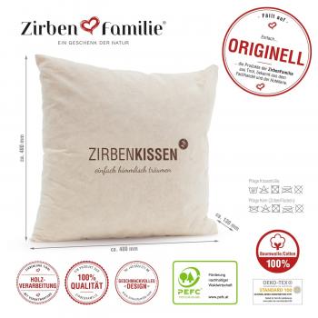 Zirbenfamilie - Zirbenkissen - Dekokissen - Schlafkissen - 40x40 cm